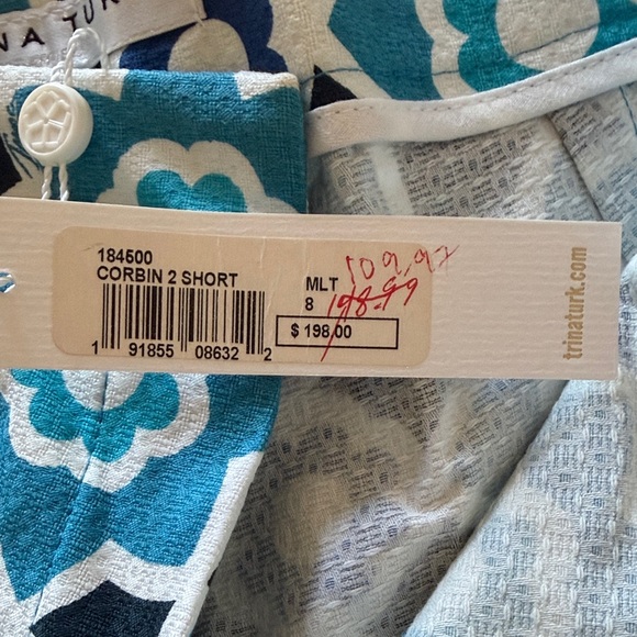 Trina Turk High Waist Blue Floral Shorts - Picture 4 of 4